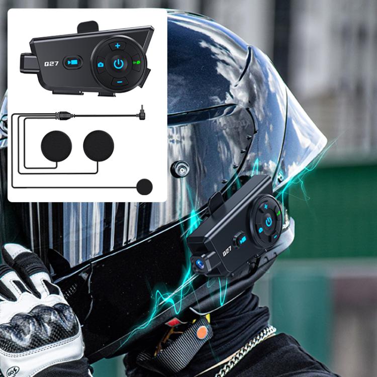 Q27 Motorcycle Helmet Wireless Walkie-Talkie Bluetooth Earphone with Dash Cam — Soft Mic