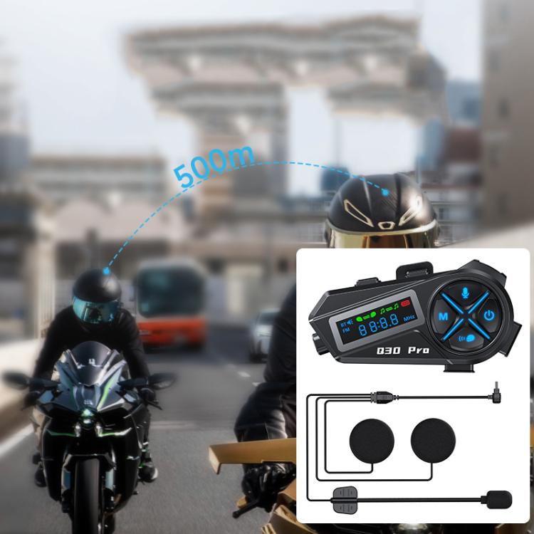 Q30 Pro LED Digital Display Motorcycle Helmet Wireless Walkie-Talkie Bluetooth Earphone