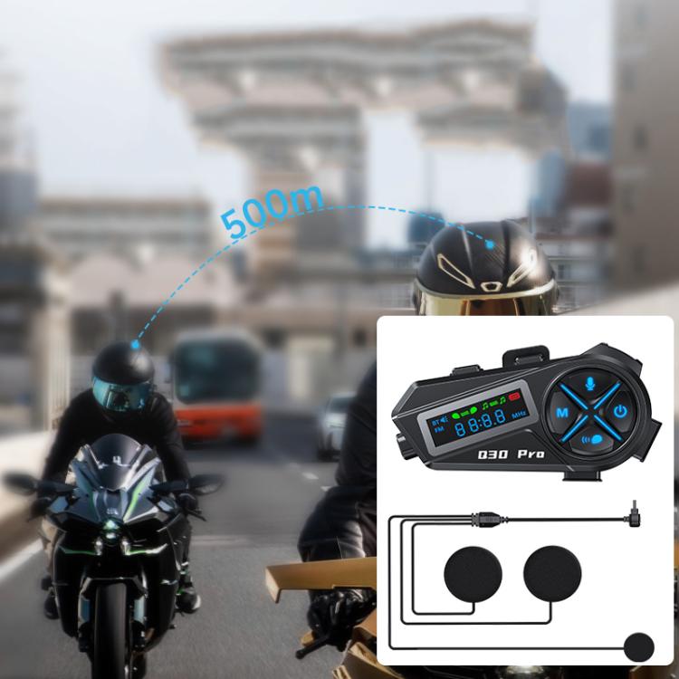 Q30 Pro LED Digital Display Motorcycle Helmet Wireless Walkie-Talkie Bluetooth Earphone — Soft Mic
