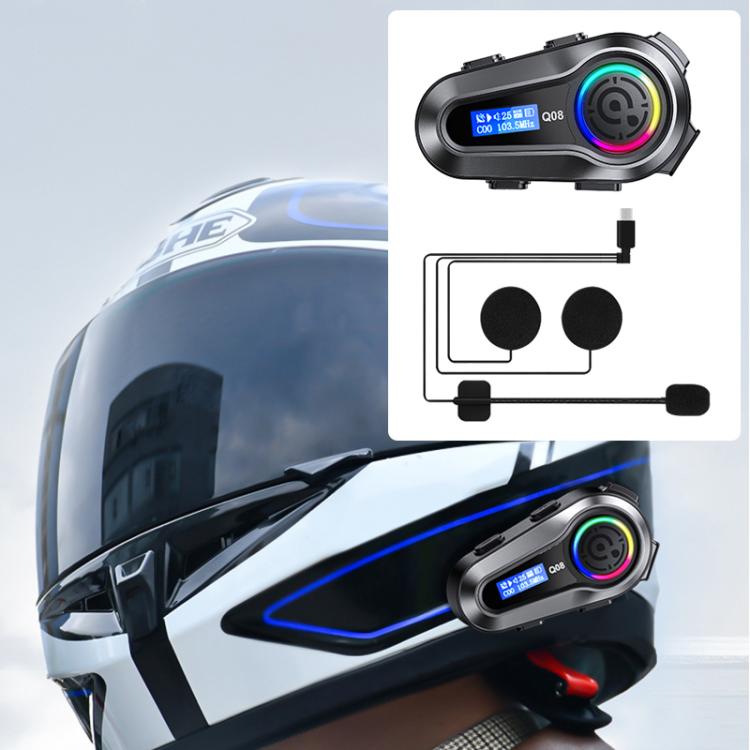 Q08 Motorcycle Helmet Wireless Walkie-Talkie Bluetooth Earphone Support FM