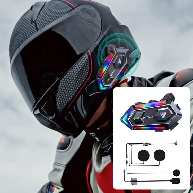 Y20 MAX BT 5.3 Intercom Headset with 16 RGB Light Effects, AI Voice Assistant, Two-Way