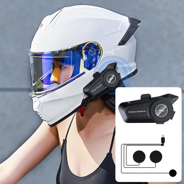 Y50 Standard Edition BT Helmet Intercom Headset, AI Voice Assistant, IPX6 Waterproof — Soft Mic