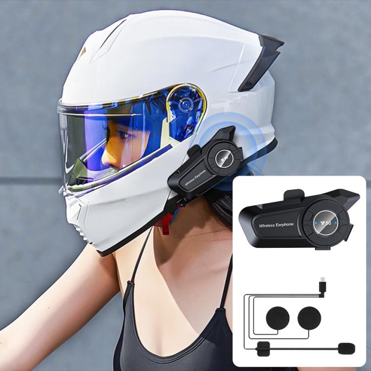 Y50 Standard Edition BT Helmet Intercom Headset, AI Voice Assistant, IPX6 Waterproof — Hard Mic