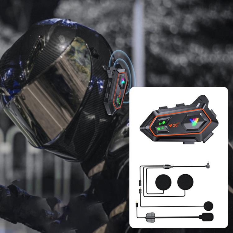 Y20-2x Motorcycle Helmet Intercom Headset, CVC Noise Reduction, AI Voice Assistant, IPX6 Waterproof