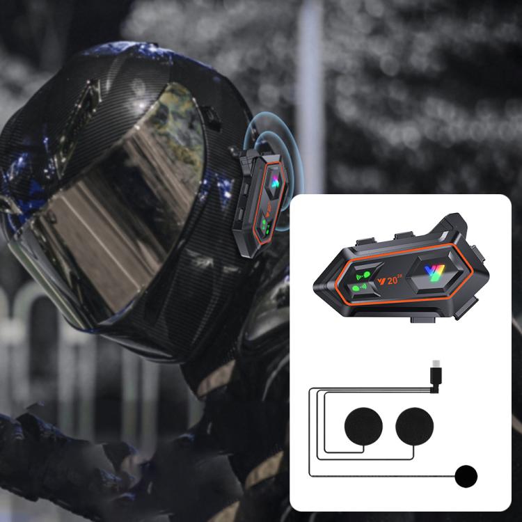 Y20-2x Motorcycle Helmet Intercom Headset, CVC Noise Reduction, AI Voice Assistant, IPX6 Waterproof — Soft Mic