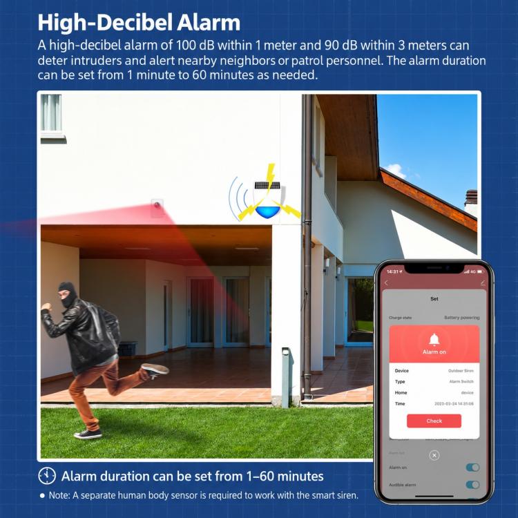 Tuya Smart Home Outdoor Solar-Powered Audible and Visual Alarm — view 10