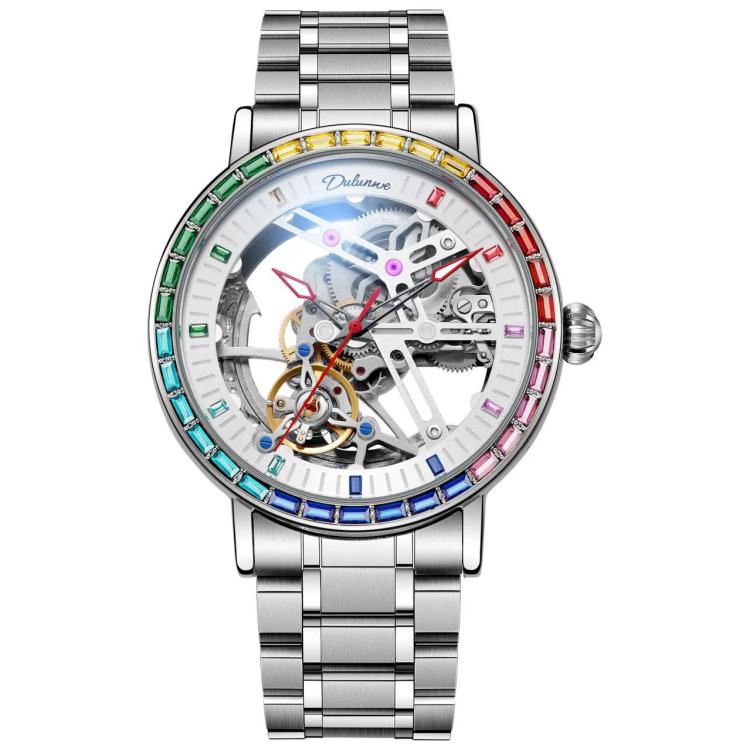Dulunwe 6057B Automatic Skeleton Men Mechanical Watch