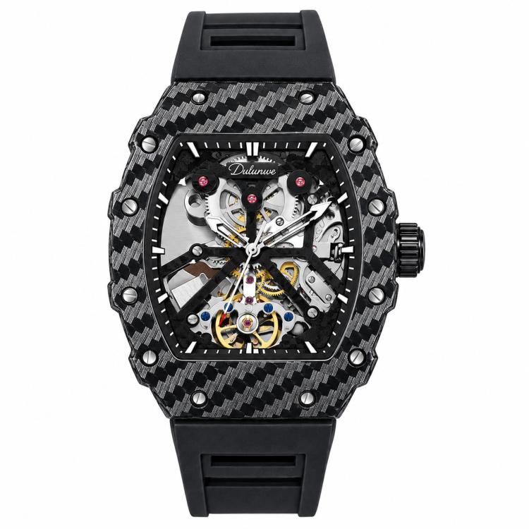 Dulunwe 6021 Waterproof Luminous Automatic Men Mechanical Watch — 6021A Red Inner Shadow