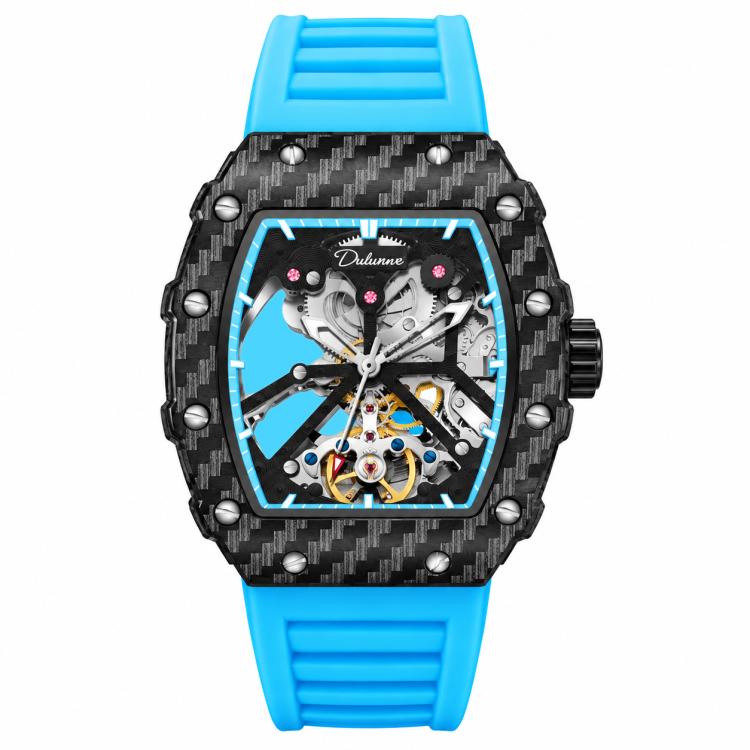 Dulunwe 6021 Waterproof Luminous Automatic Men Mechanical Watch — 6021A Red Strap