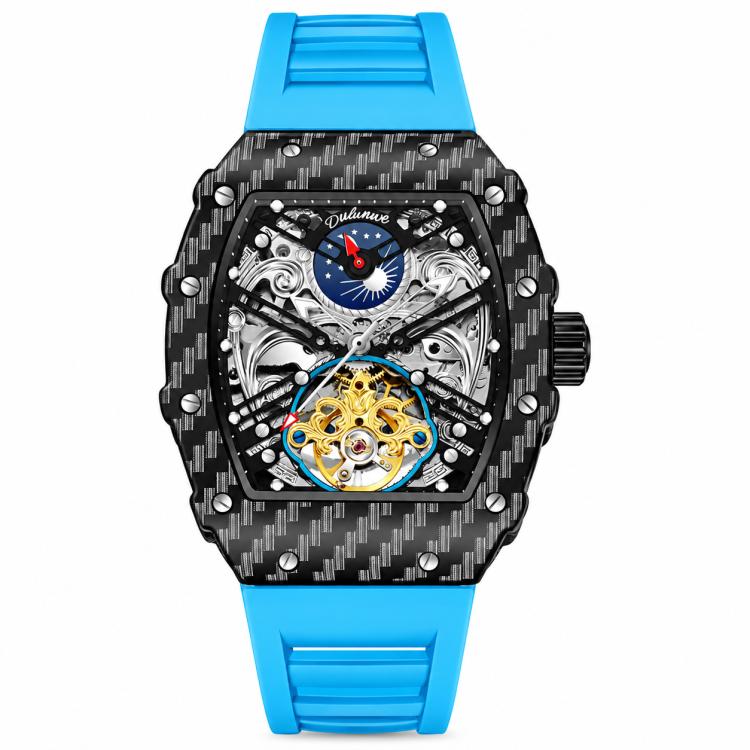 Dulunwe 6021 Waterproof Luminous Automatic Men Mechanical Watch — 6021B Light Blue