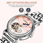 Dulunwe 6023C Moon and Stars Multifunctional Automatic Mechanical Waterproof Women Genuine Leather Watch — view 10