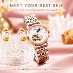 Dulunwe 6023C Moon and Stars Multifunctional Automatic Mechanical Waterproof Women Genuine Leather Watch — view 14