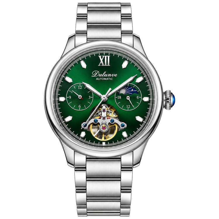 Dulunwe 6049B Ballon Bleu Tourbillon Men Automatic Mechanical Watch — Brown Leather Strip