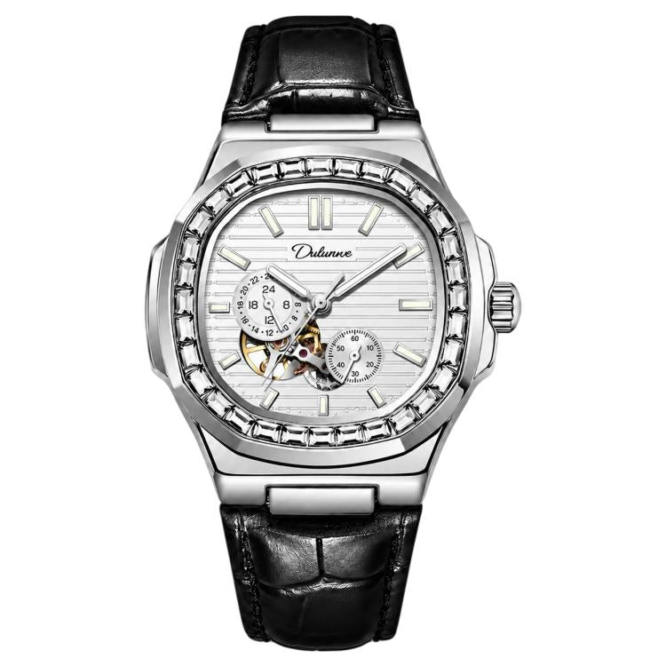 Dulunwe 6043A Nautilus Men Automatic Mechanical Watch — White Steel Strip