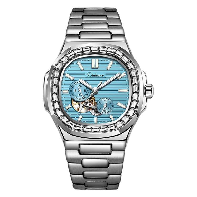 Dulunwe 6043A Nautilus Men Automatic Mechanical Watch — White Leather Strip