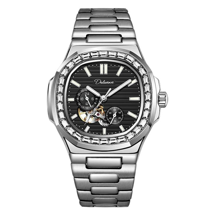 Dulunwe 6043A Nautilus Men Automatic Mechanical Watch — Mint Surface Leather Strap