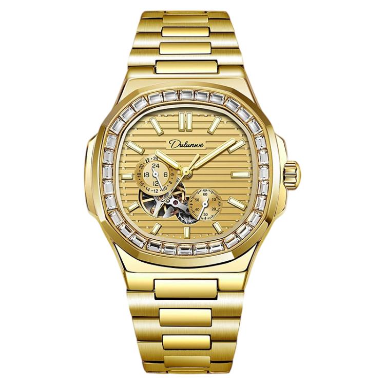 Dulunwe 6043A Nautilus Men Automatic Mechanical Watch — Black Leather Strip