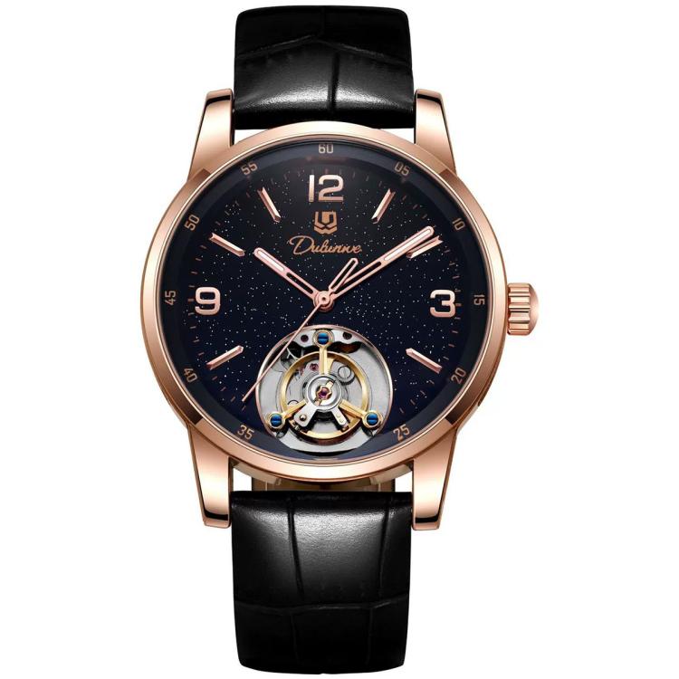 Dulunwe 6082A Enameled Men Automatic Mechanical Watch — White Shell Purple Surface
