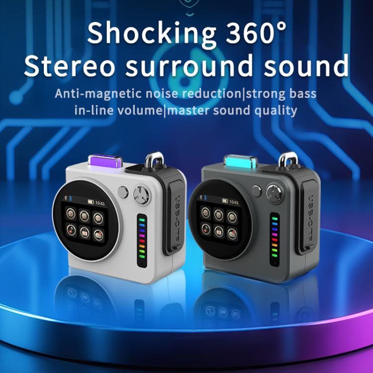 Portable 360 Stereo Sound RGB Light Bluetooth Speaker with Display — White