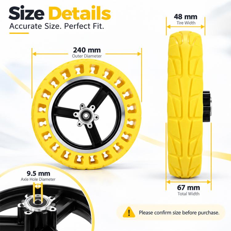 10 inch External Honeycomb Solid Tire Driven Rear Wheel Hub for KUGOO M4 / M4 Pro