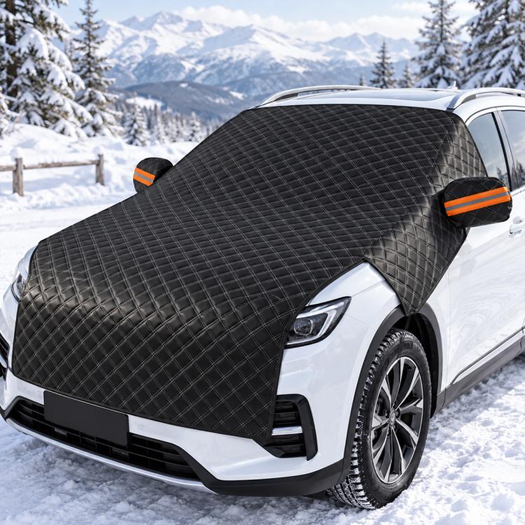 Extended Hood Snow Cover Front Half Cover Car Windshield Snow Shield with 6 Straps