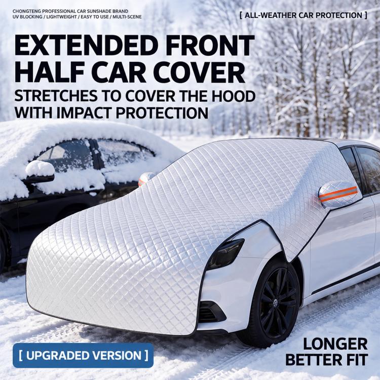 Extended Hood Snow Cover Front Half Cover Car Windshield Snow Shield with 6 Straps
