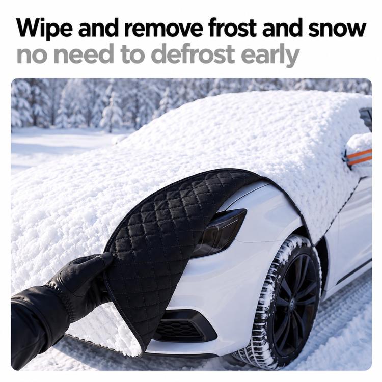Extended Hood Snow Cover Front Half Cover Car Windshield Snow Shield with 6 Straps