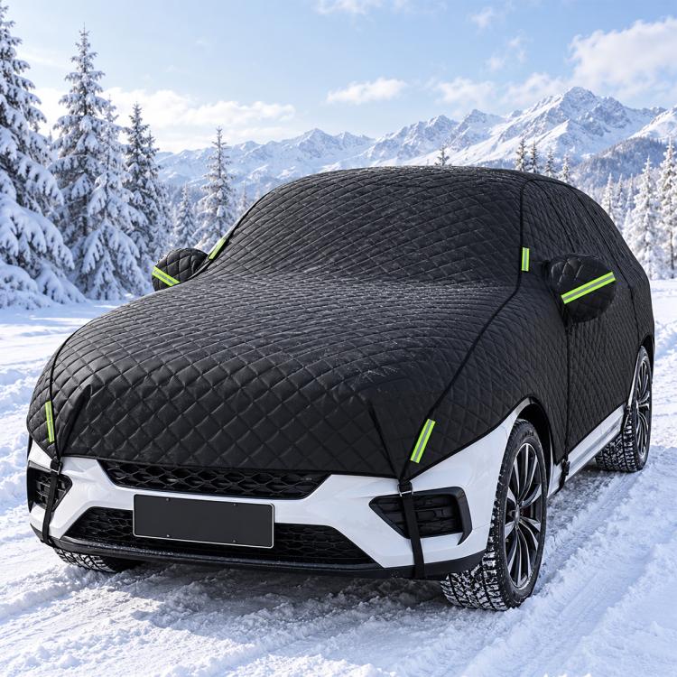 CT-XD990 Full Cover Car Snow Shield Windshield Cover with 6 Straps & PEVA Aluminized Film — Silver