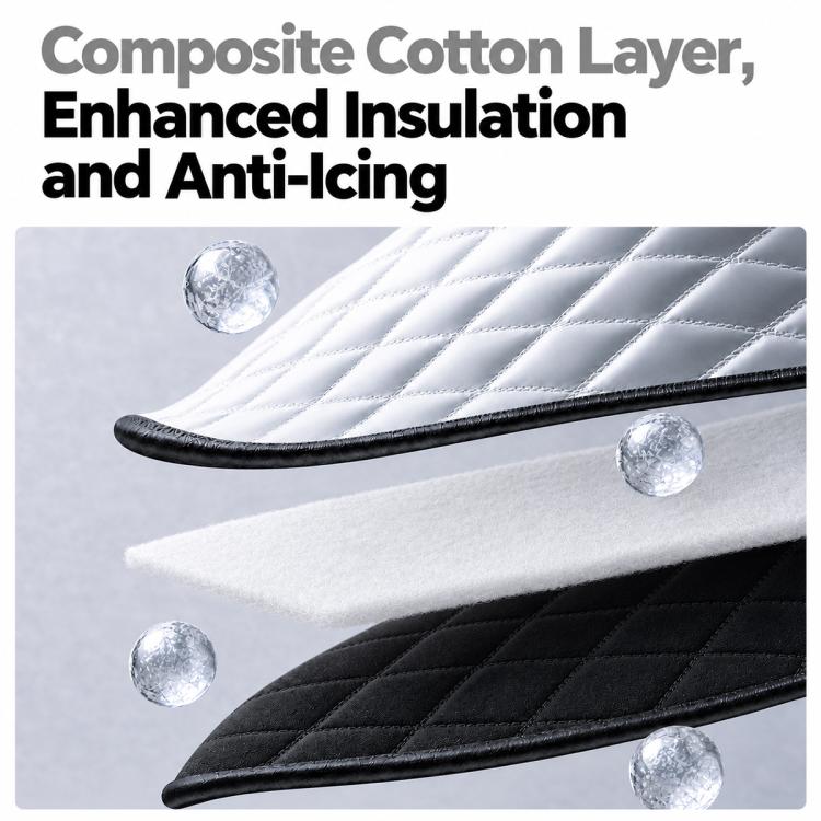 CT-XD990 Full Cover Car Snow Shield Windshield Cover with 6 Straps & PEVA Aluminized Film