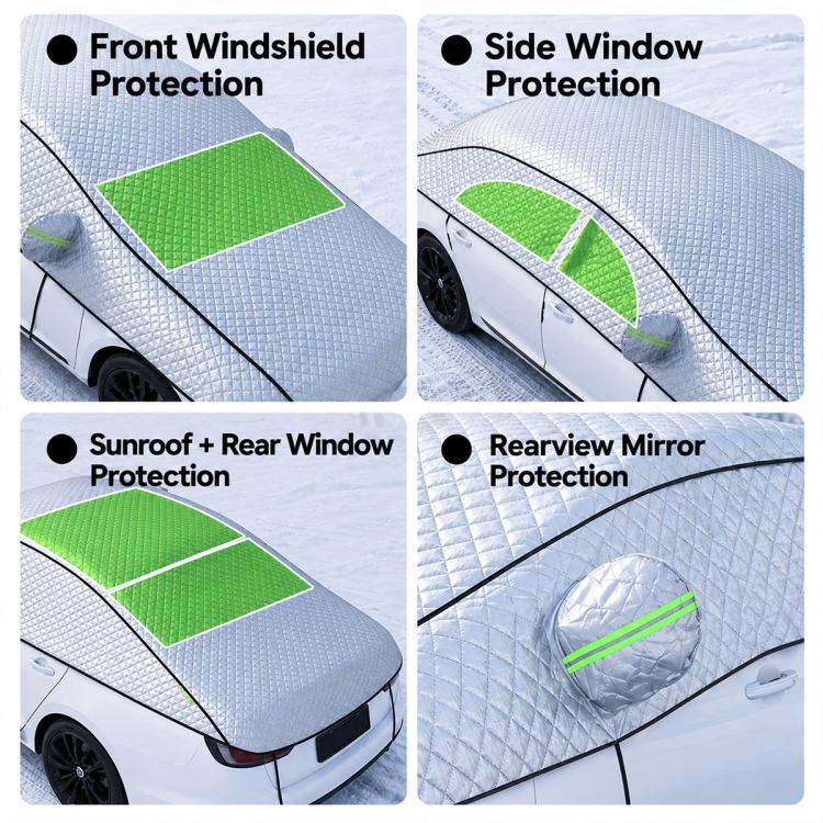 CT-XD990 Full Cover Car Snow Shield Windshield Cover with 6 Straps & PEVA Aluminized Film