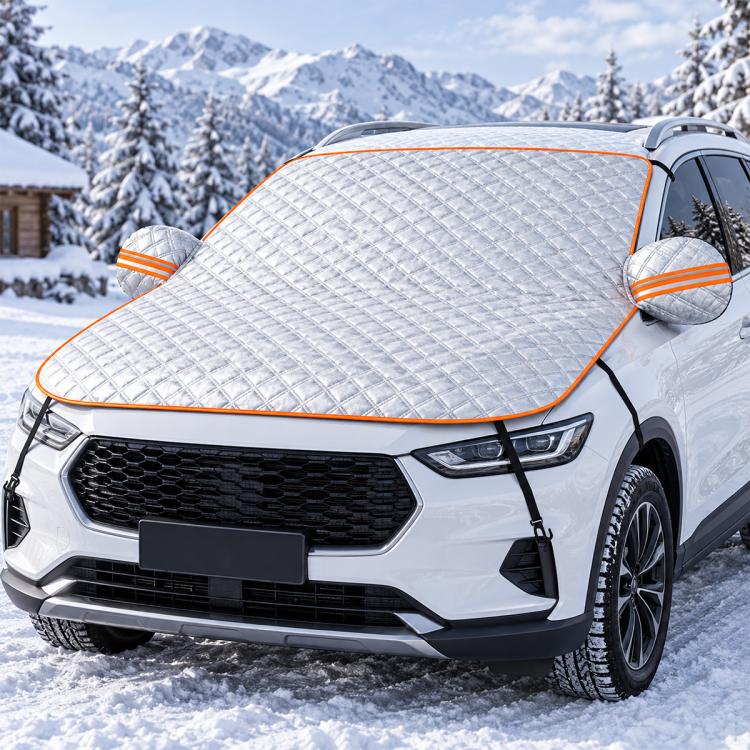 CT-XD961 Aluminized Film Half Cover Car Snow Shield with 4 Straps