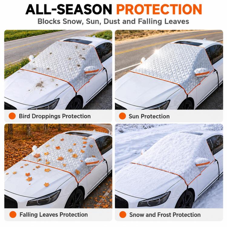 CT-XD961 Aluminized Film Half Cover Car Snow Shield with 4 Straps