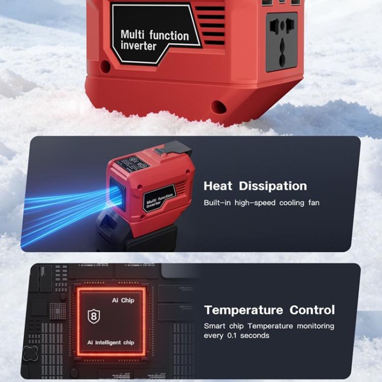M7200 110V 250W Portable Power Inverter, Multifunctional Battery Powered Inverter