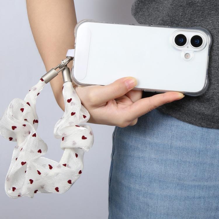 Love Silk Scarf Short Chain Phone Wrist Strap with Tether Pad — view 10