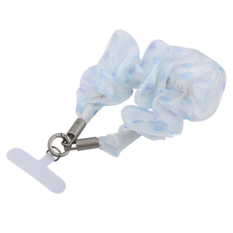 Spot Pattern Silk Scarf Short Chain Phone Wrist Strap with Tether Pad