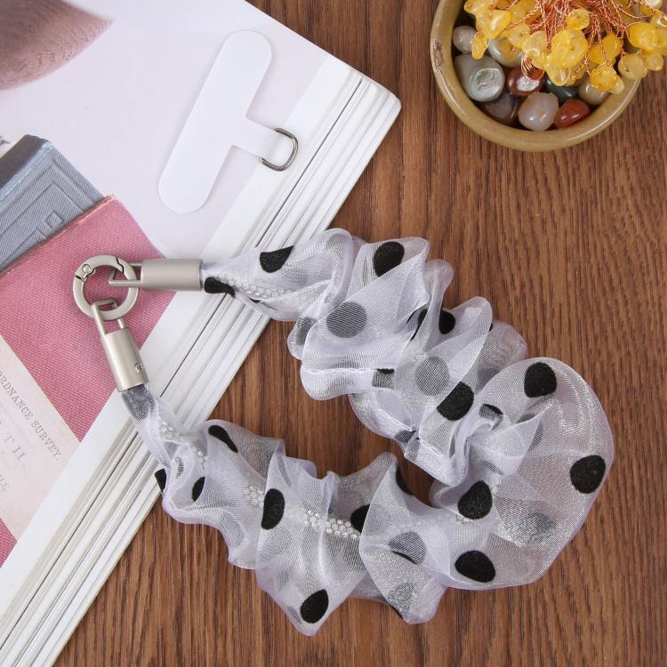 Spot Pattern Silk Scarf Short Chain Phone Wrist Strap with Tether Pad — view 7
