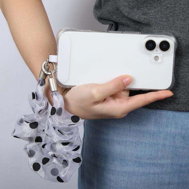 Spot Pattern Silk Scarf Short Chain Phone Wrist Strap with Tether Pad — view 11