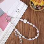 Floral Tassel Beaded Phone Charm Wrist Strap with Tether Pad for Women Girls — view 5