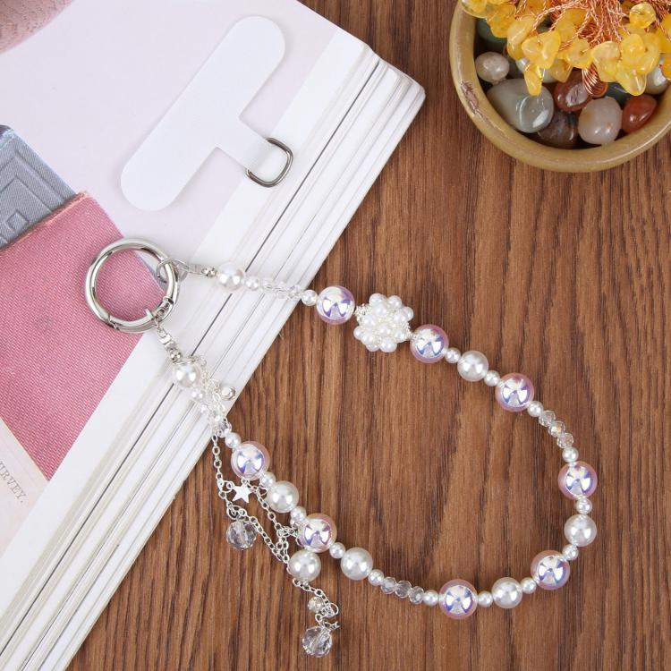 Floral Tassel Beaded Phone Charm Wrist Strap with Tether Pad for Women Girls — view 5
