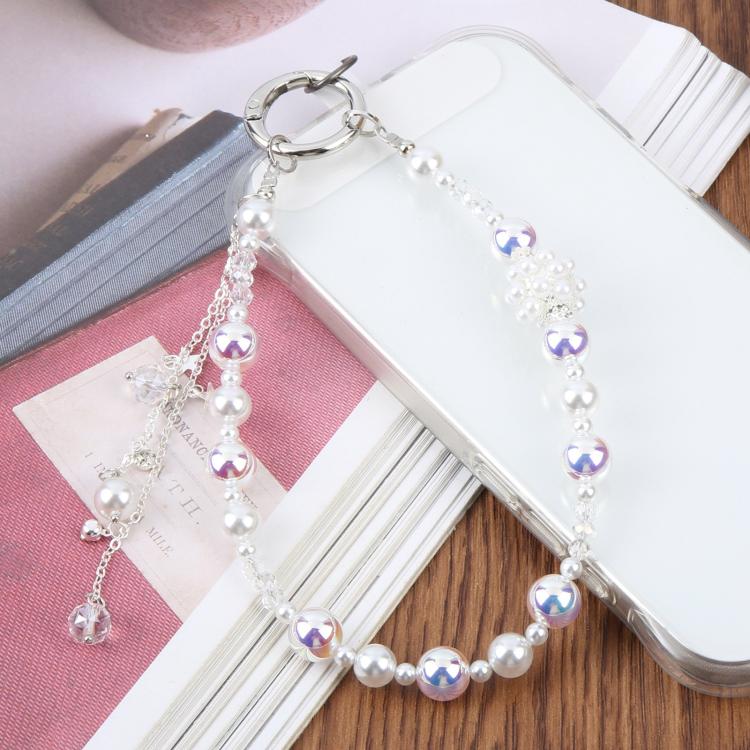 Floral Tassel Beaded Phone Charm Wrist Strap with Tether Pad for Women Girls — view 6