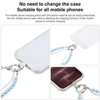 Double Beaded Chains Phone Charm Wrist Strap with Tether Pad for Women Girls — view 9