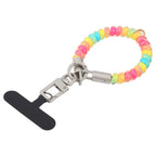 Metal Square Buckle Short Thickened Elastic Phone Charm Wrist Strap with Tether Pad