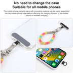 Metal Square Buckle Short Thickened Elastic Phone Charm Wrist Strap with Tether Pad — Pastel Ring