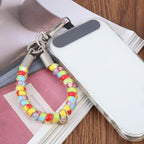 Metal Square Buckle Short Thickened Elastic Phone Charm Wrist Strap with Tether Pad — view 13