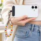 Metal Square Buckle Short Thickened Elastic Phone Charm Wrist Strap with Tether Pad — view 15