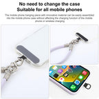 Vegan Leather Metal Triangle Buckle Short Phone Charm Wrist Strap with Tether Pad — Light Pink