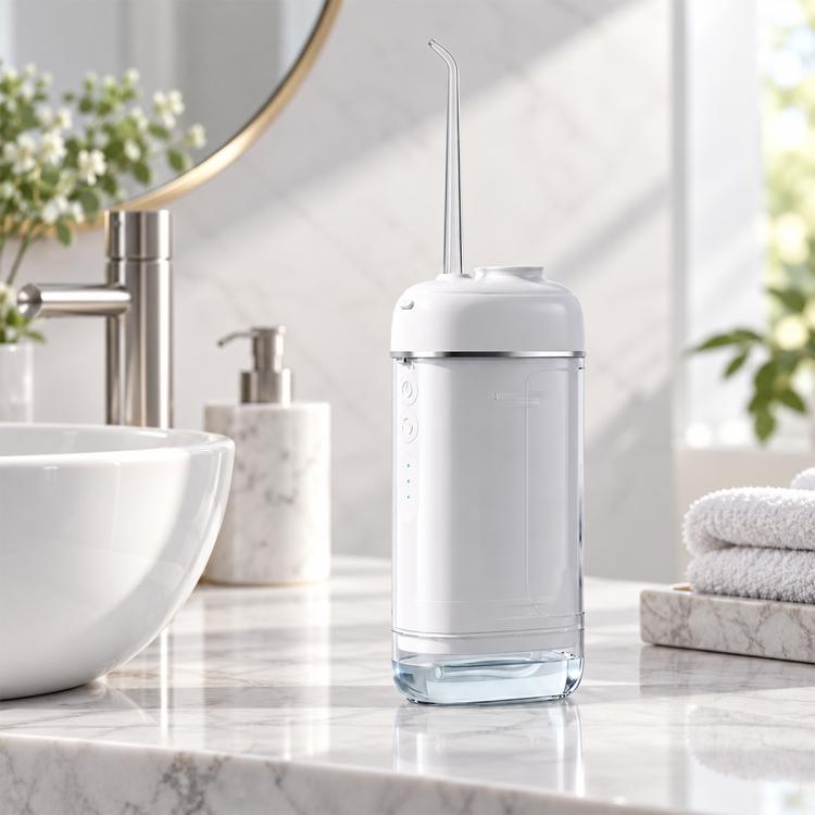 Portable Telescopic Smart Electric Dental Flosser, 300ml Water Tank — Milky White