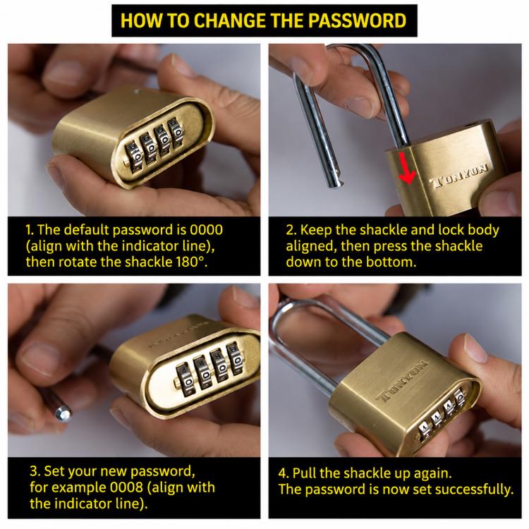304 Stainless Steel Copper Mechanical Combination Padlock — view 7