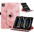 Butterfly Cat Embossed Rotation Vegan Leather Smart Tablet Case