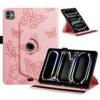 Butterfly Cat Embossed Rotation Vegan Leather Smart Tablet Case